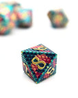 Magenta and Green Dragon Scale Metal Dice (7pcs Set)