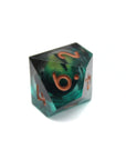 Black and Green Dragon Eye Liquid Core 7pcs Dice Set | Sharp Edge Dice