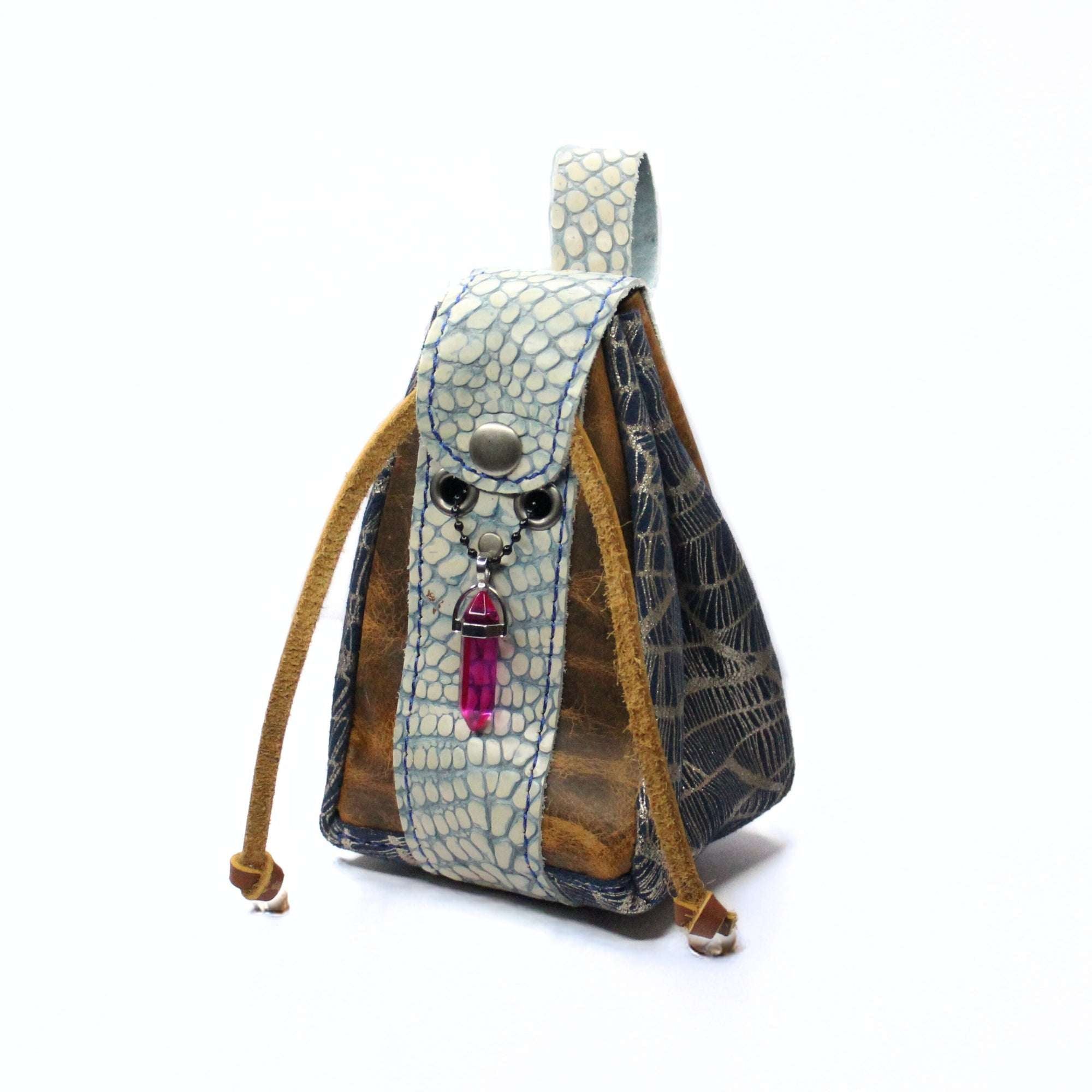 Medium Leather Dice Bag | Pink Crystal