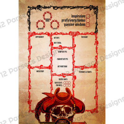 Dead Man's Cove TTRPG Character Sheet (DIGITAL DOWNLOAD)
