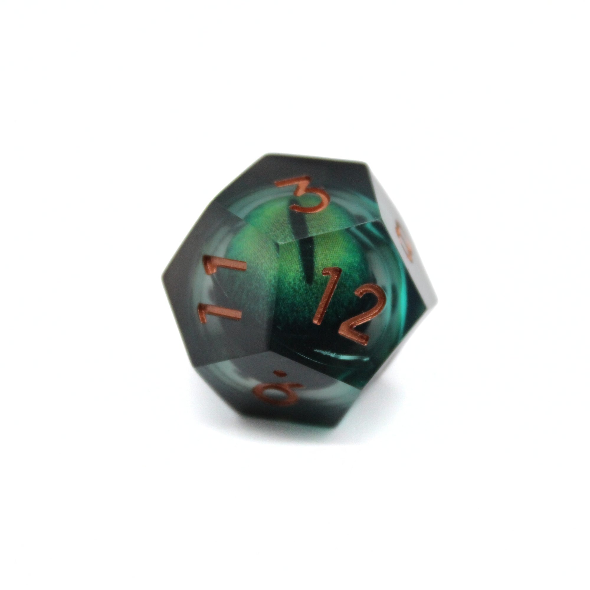 Black and Green Dragon Eye Liquid Core 7pcs Dice Set | Sharp Edge Dice