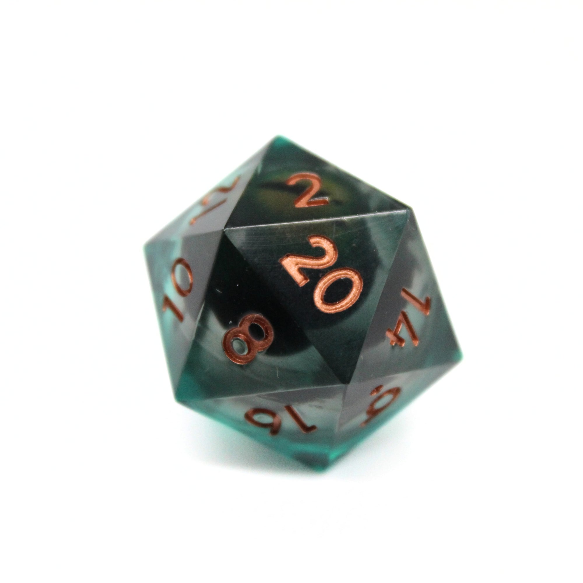 Black and Green Dragon Eye Liquid Core 7pcs Dice Set | Sharp Edge Dice