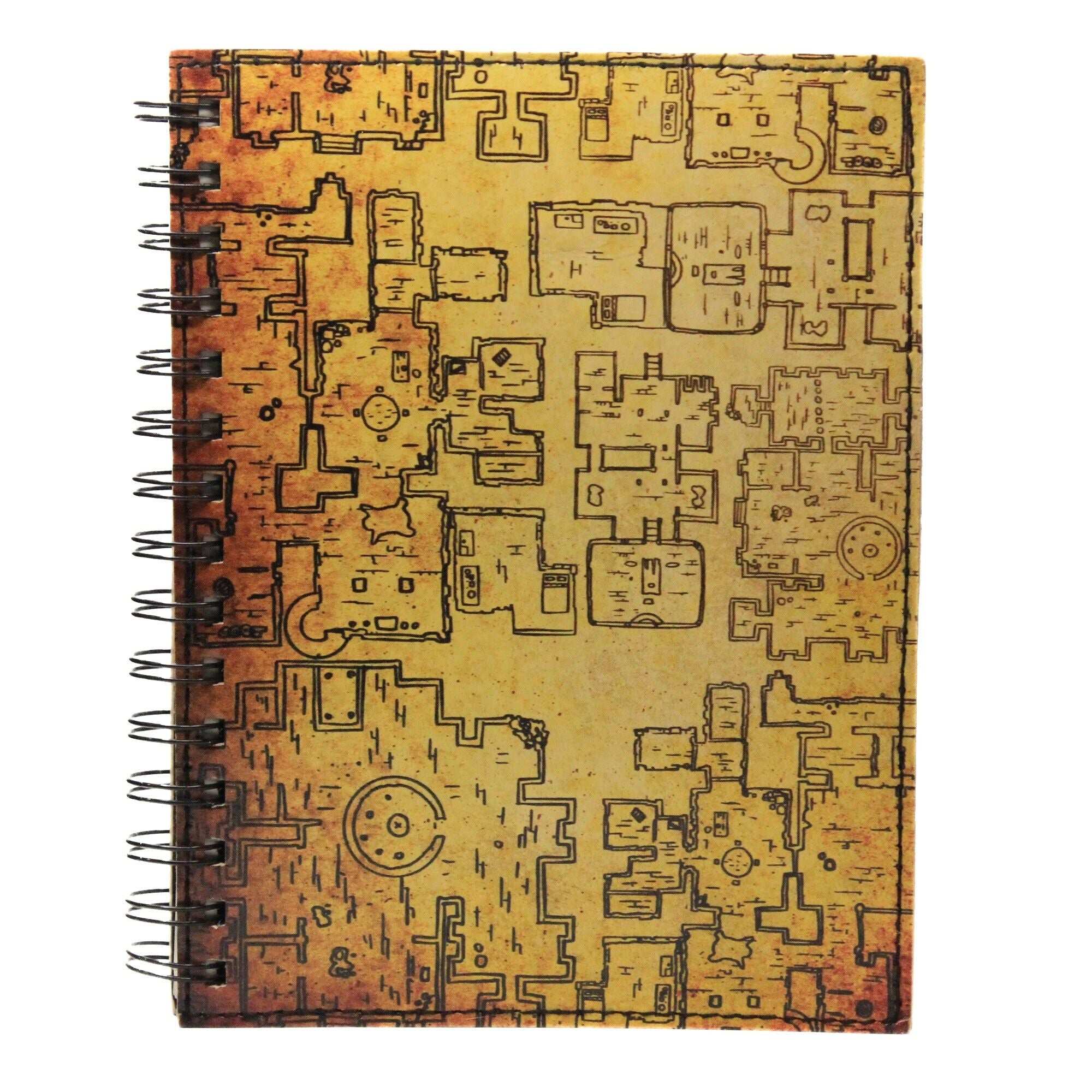 Dungeon Map Leather Spiral Notebook