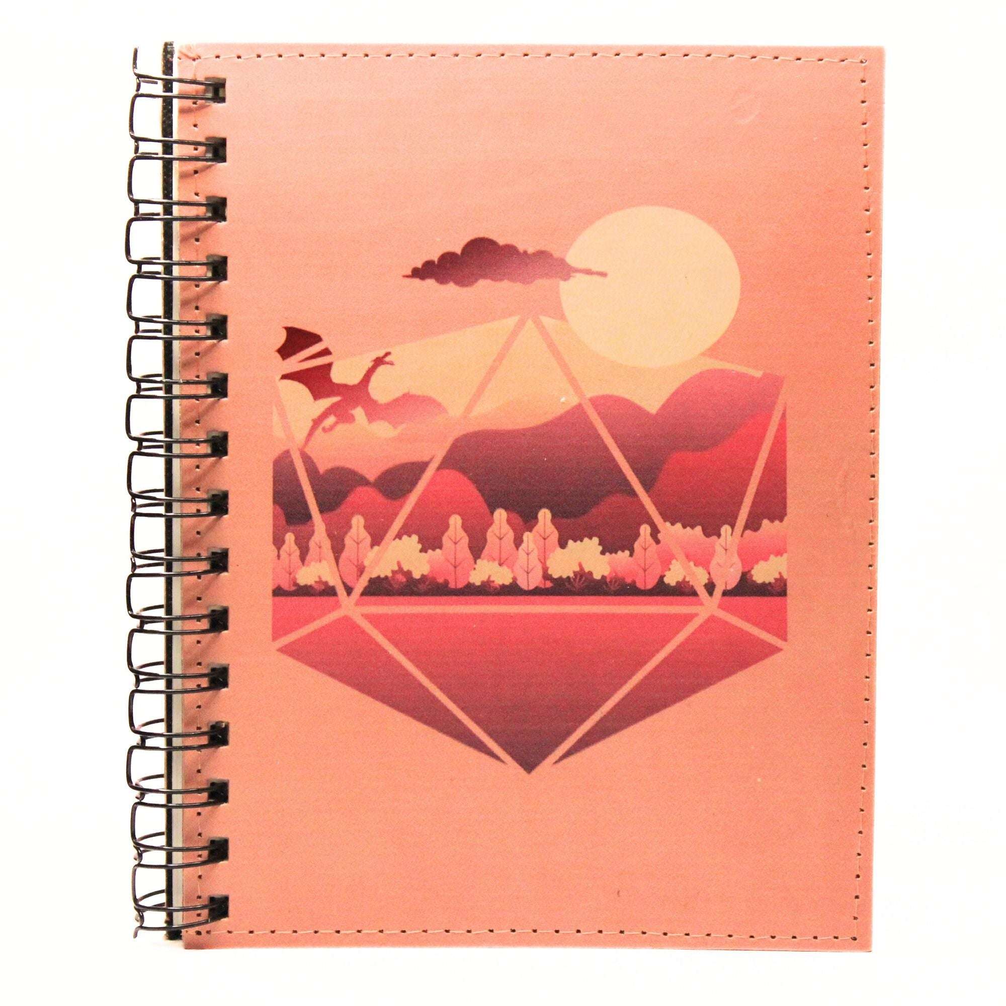 Sunset Dragon Leather Spiral Notebook