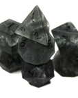 Black Lightning Cracked Glass Dice (7pc Set)