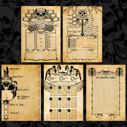 Boneyard TTRPG Character Sheet Book