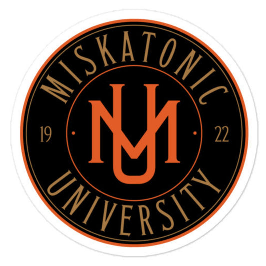 Miskatonic University 3" Sticker (Black & Orange)