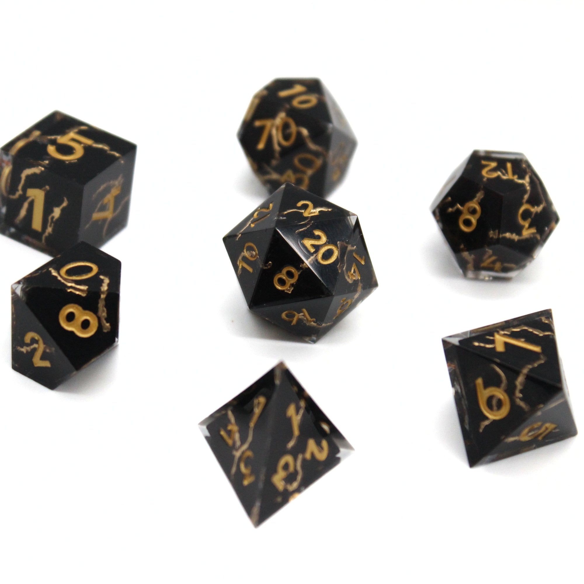 Black and Gold Vein Dice | Sharp Edge Dice