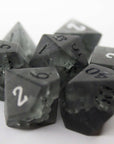 Black Lightning Cracked Glass Dice (7pc Set)