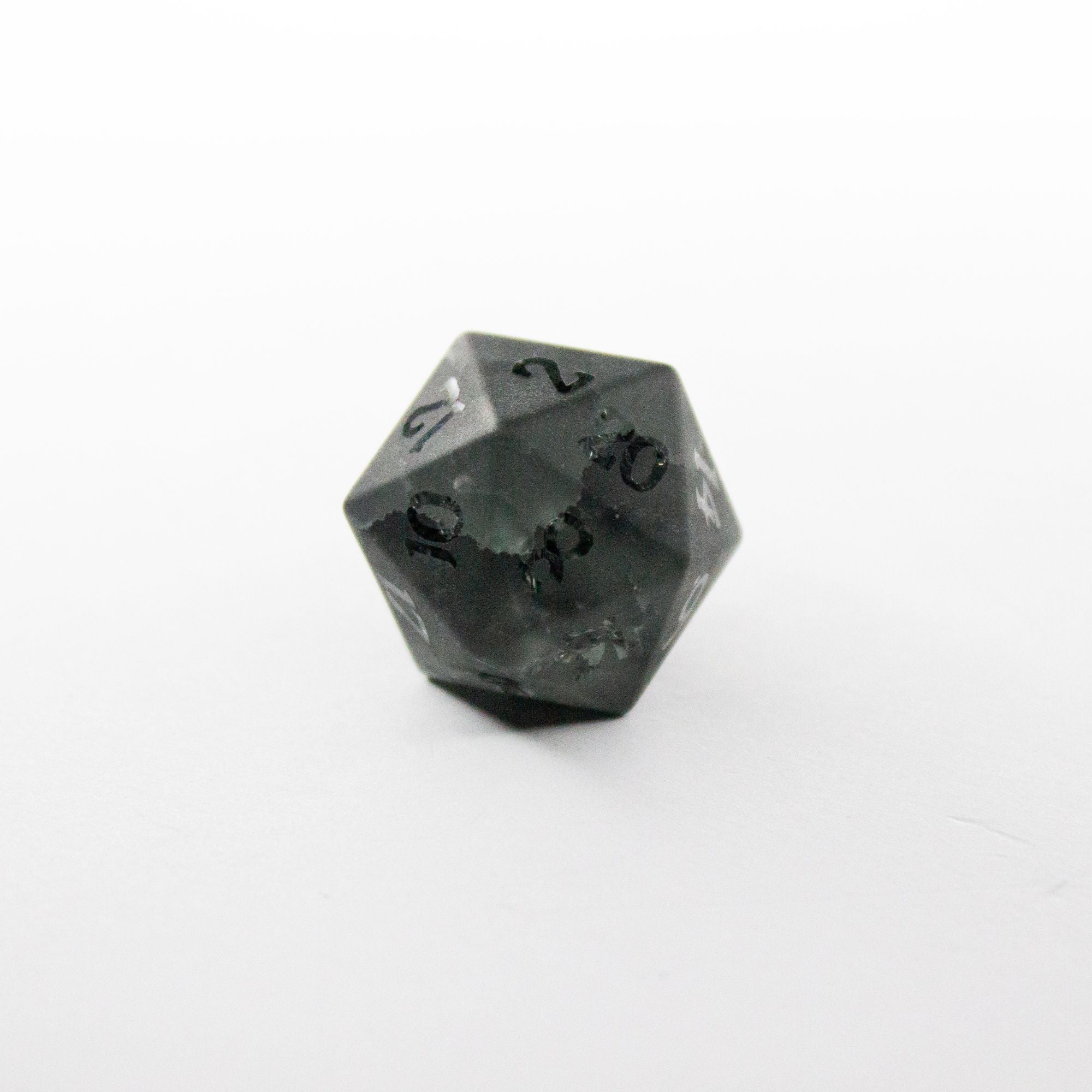 Black Lightning Cracked Glass Dice (7pc Set)