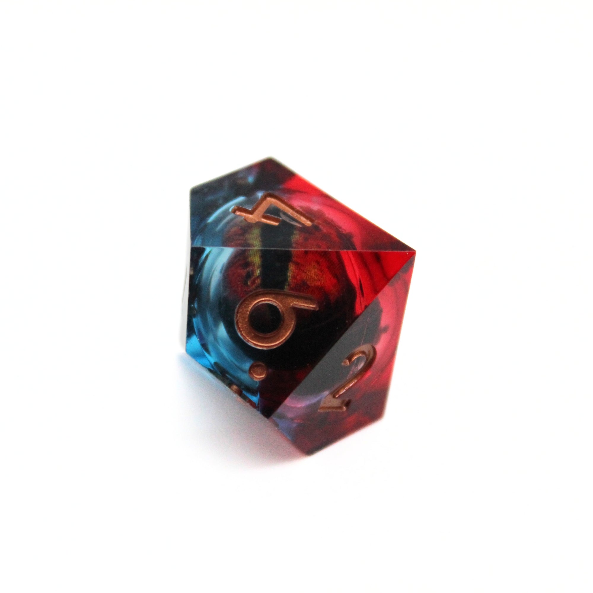 Blue and Red Dragon Eye Liquid Core 7pcs Dice Set | Sharp Edge Dice