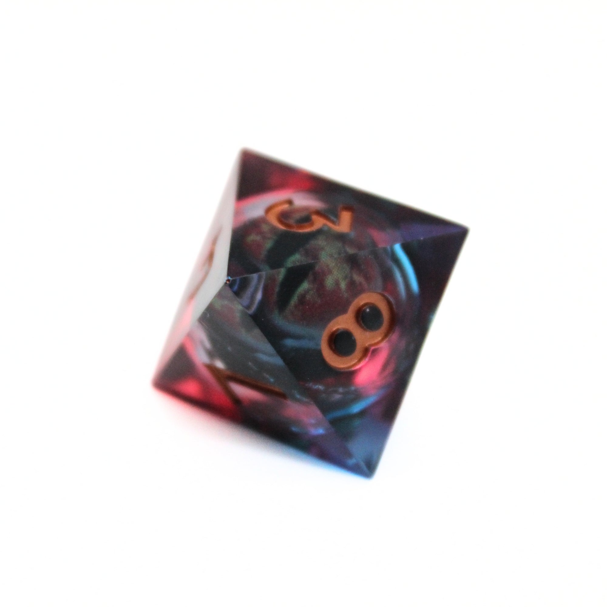 Blue and Red Dragon Eye Liquid Core 7pcs Dice Set | Sharp Edge Dice