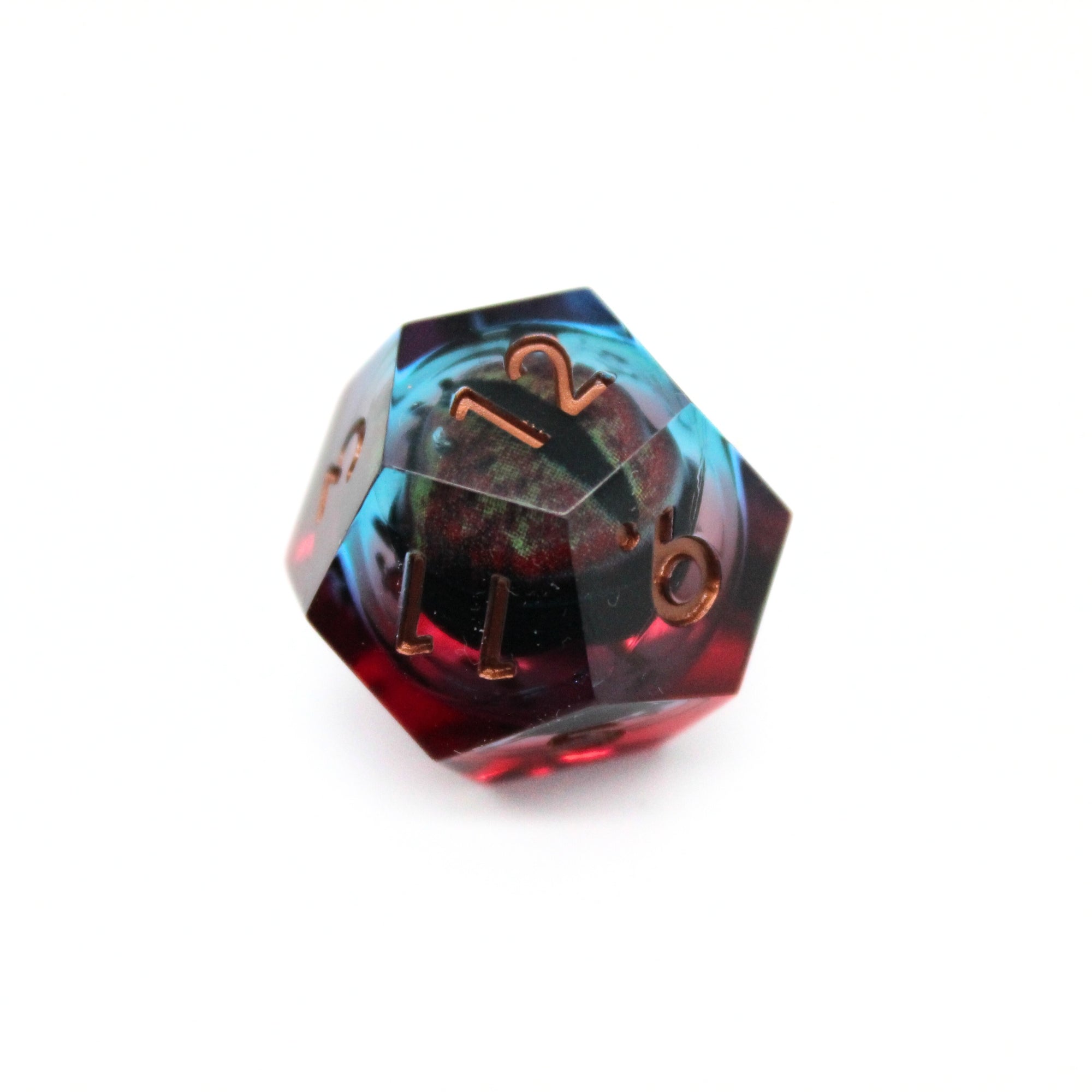 Blue and Red Dragon Eye Liquid Core 7pcs Dice Set | Sharp Edge Dice