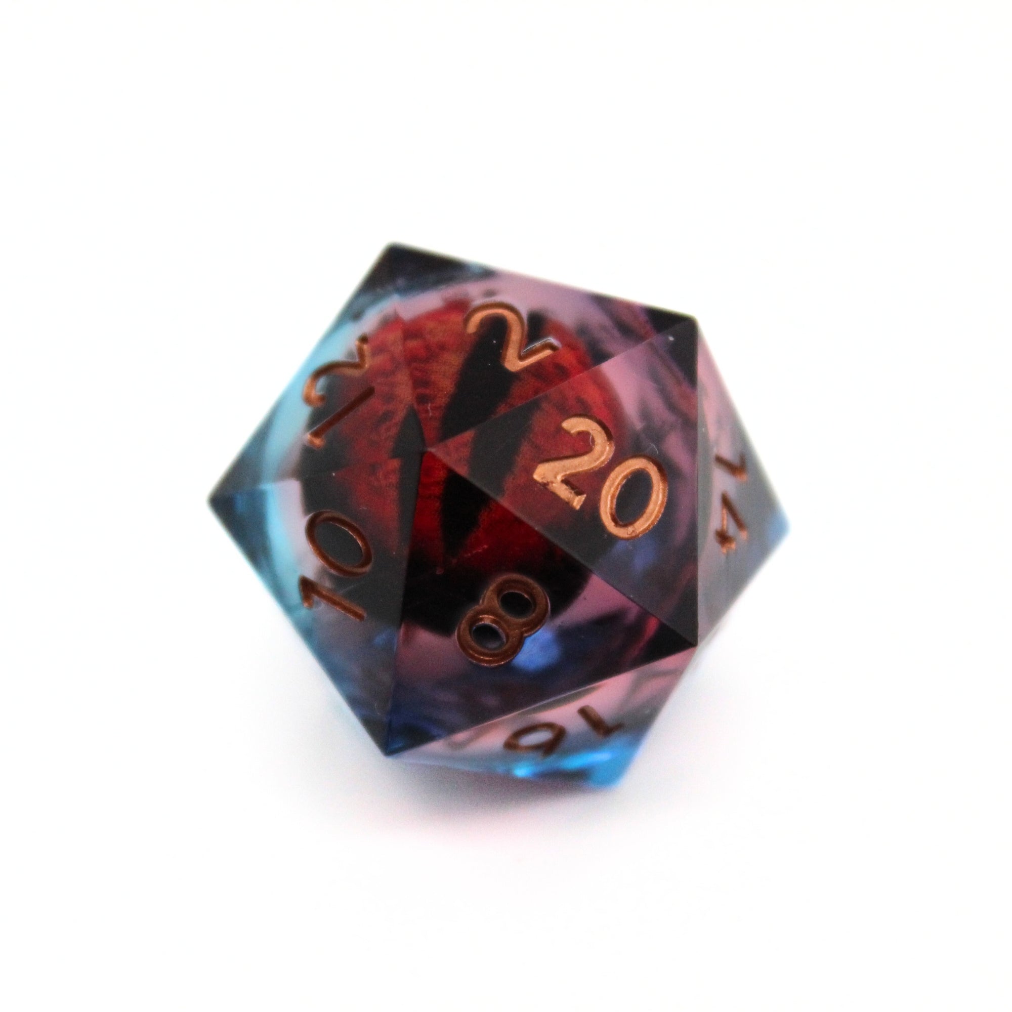 Blue and Red Dragon Eye Liquid Core 7pcs Dice Set | Sharp Edge Dice