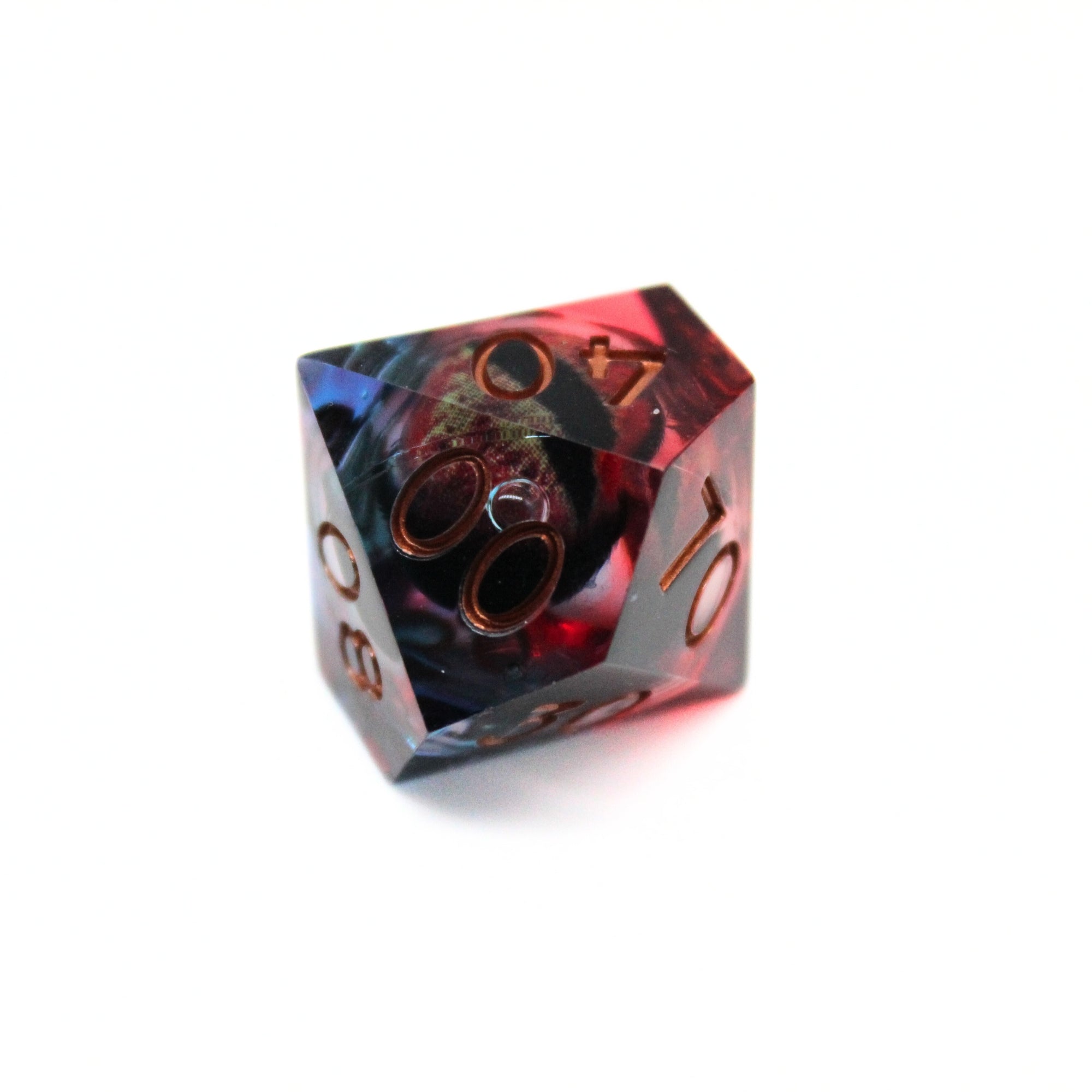 Blue and Red Dragon Eye Liquid Core 7pcs Dice Set | Sharp Edge Dice