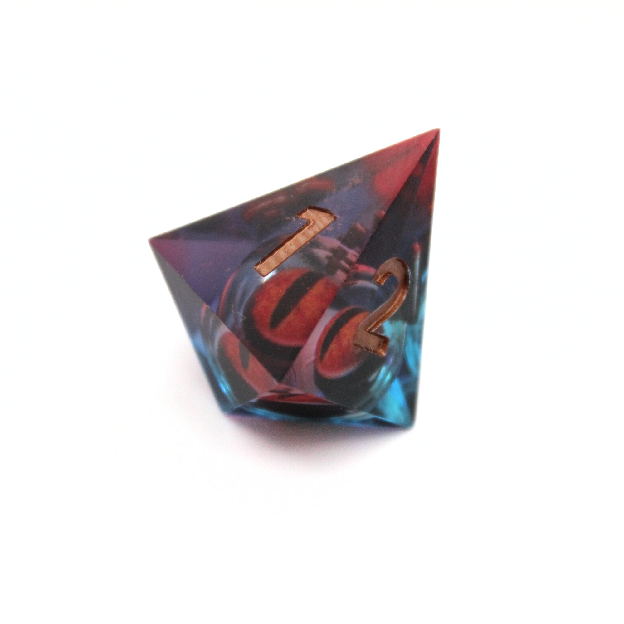 Blue and Red Dragon Eye Liquid Core 7pcs Dice Set | Sharp Edge Dice