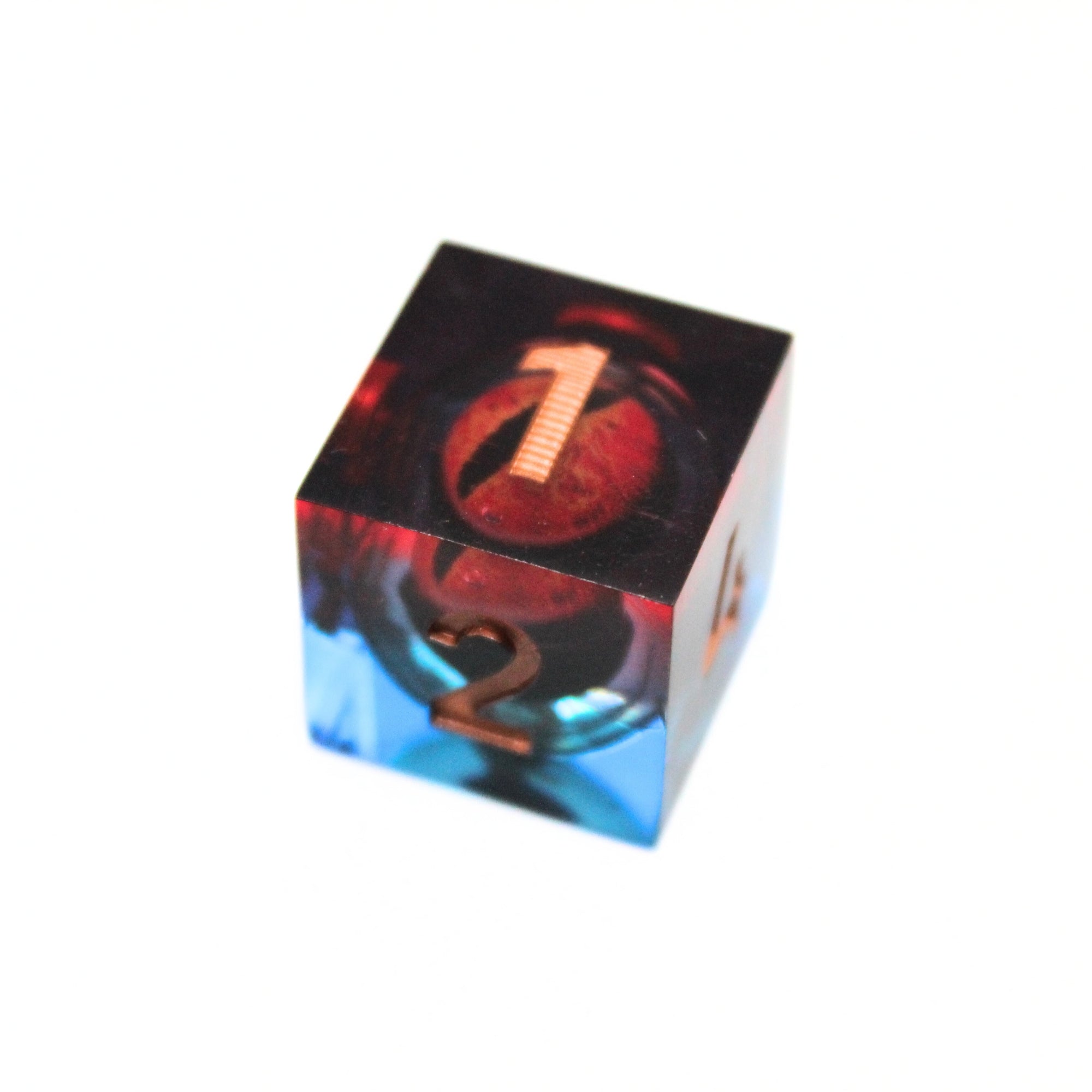 Blue and Red Dragon Eye Liquid Core 7pcs Dice Set | Sharp Edge Dice