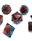 Blue and Red Dragon Eye Liquid Core 7pcs Dice Set | Sharp Edge Dice