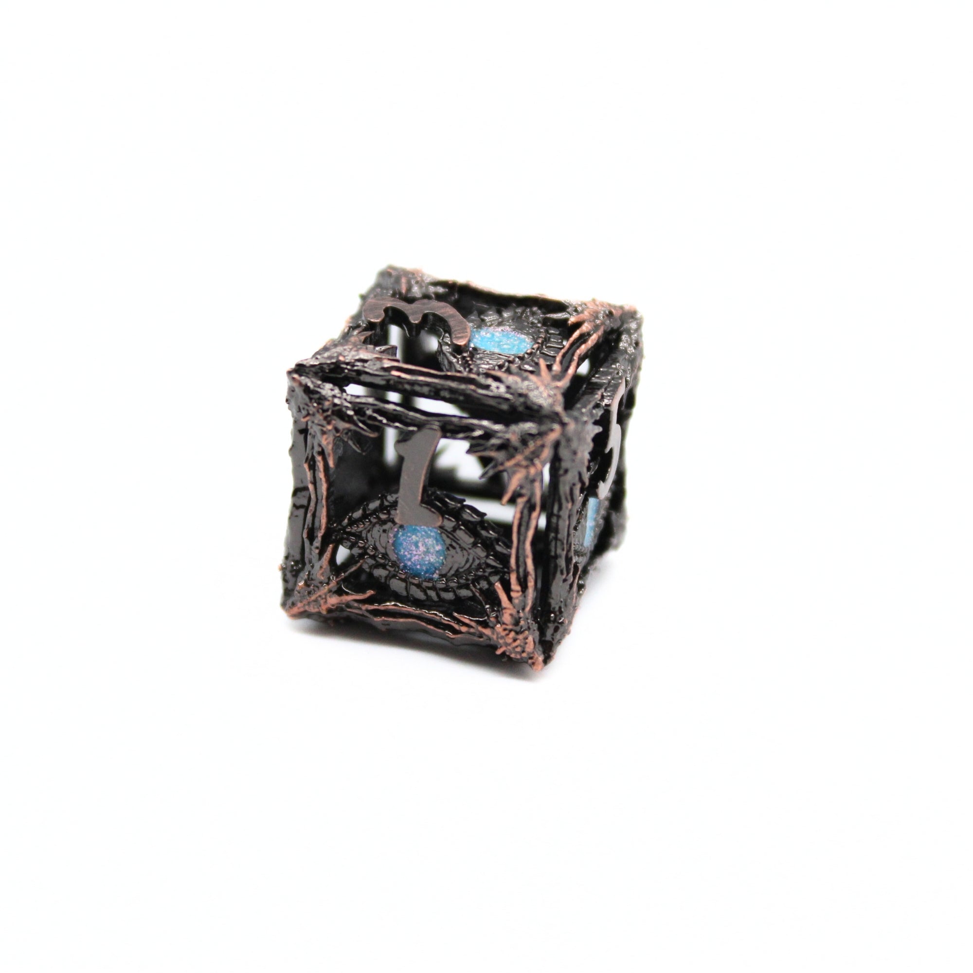 Blue Dragon Eye Hollow Metal Dice (7pcs Set)