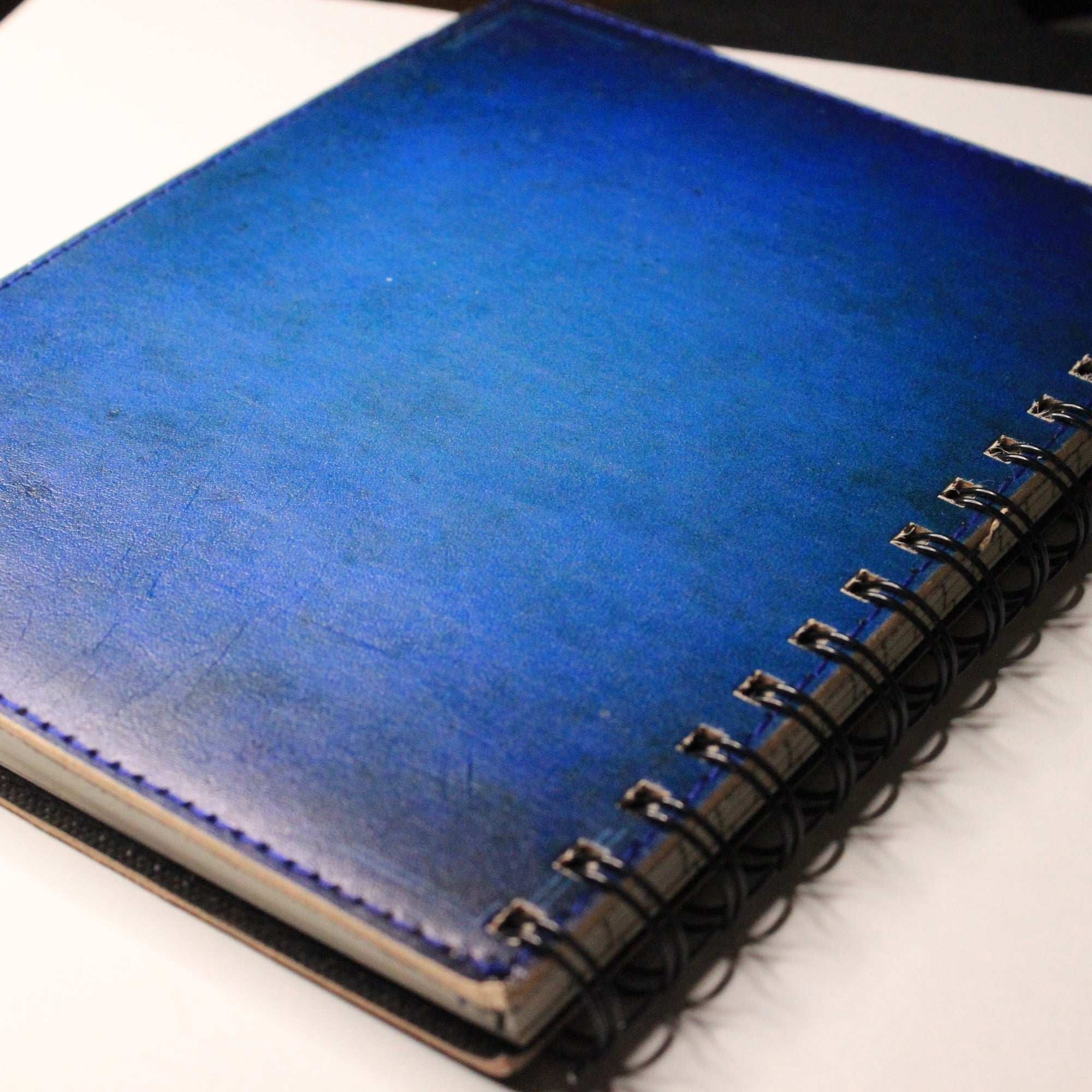 Blue Dragon Leather Spiral Notebook