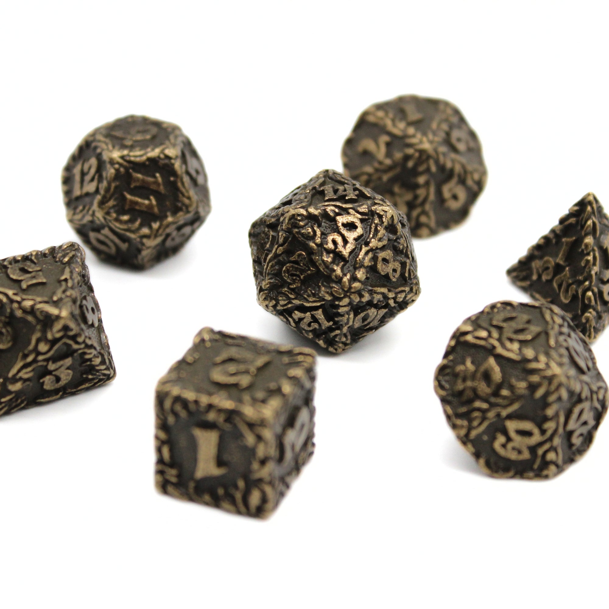 Bronze Floral Metal Dice (7pcs Set)