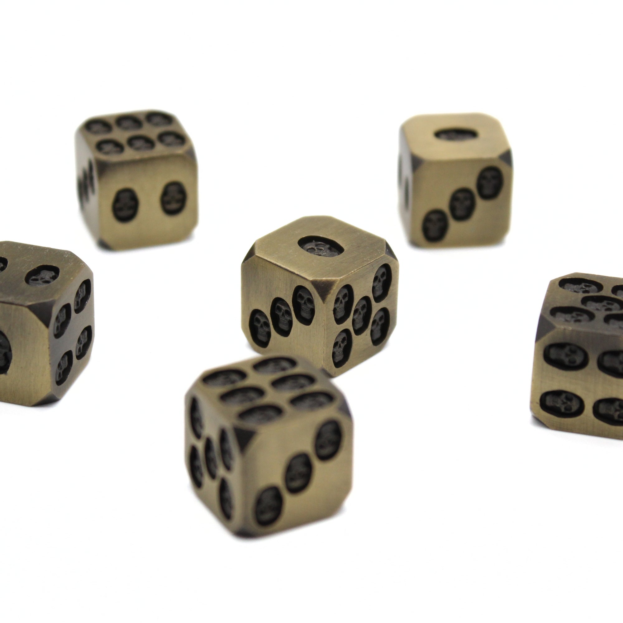 Bronze Skulls Metal Dice (6D6 Set)