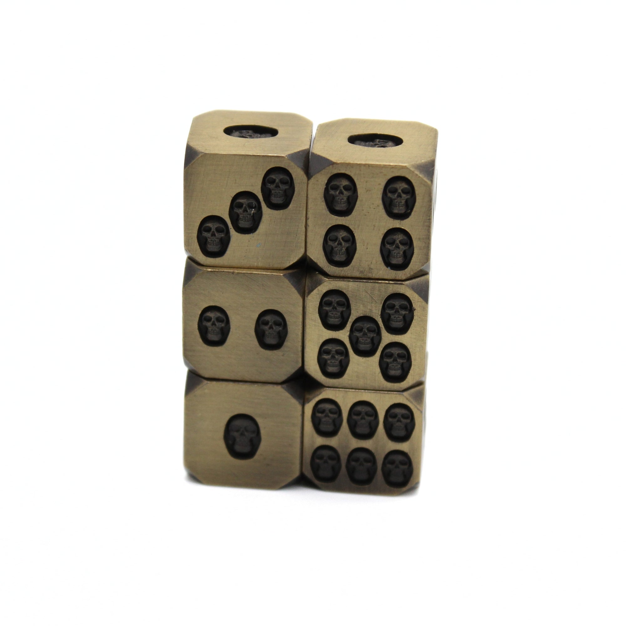 Bronze Skulls Metal Dice (6D6 Set)