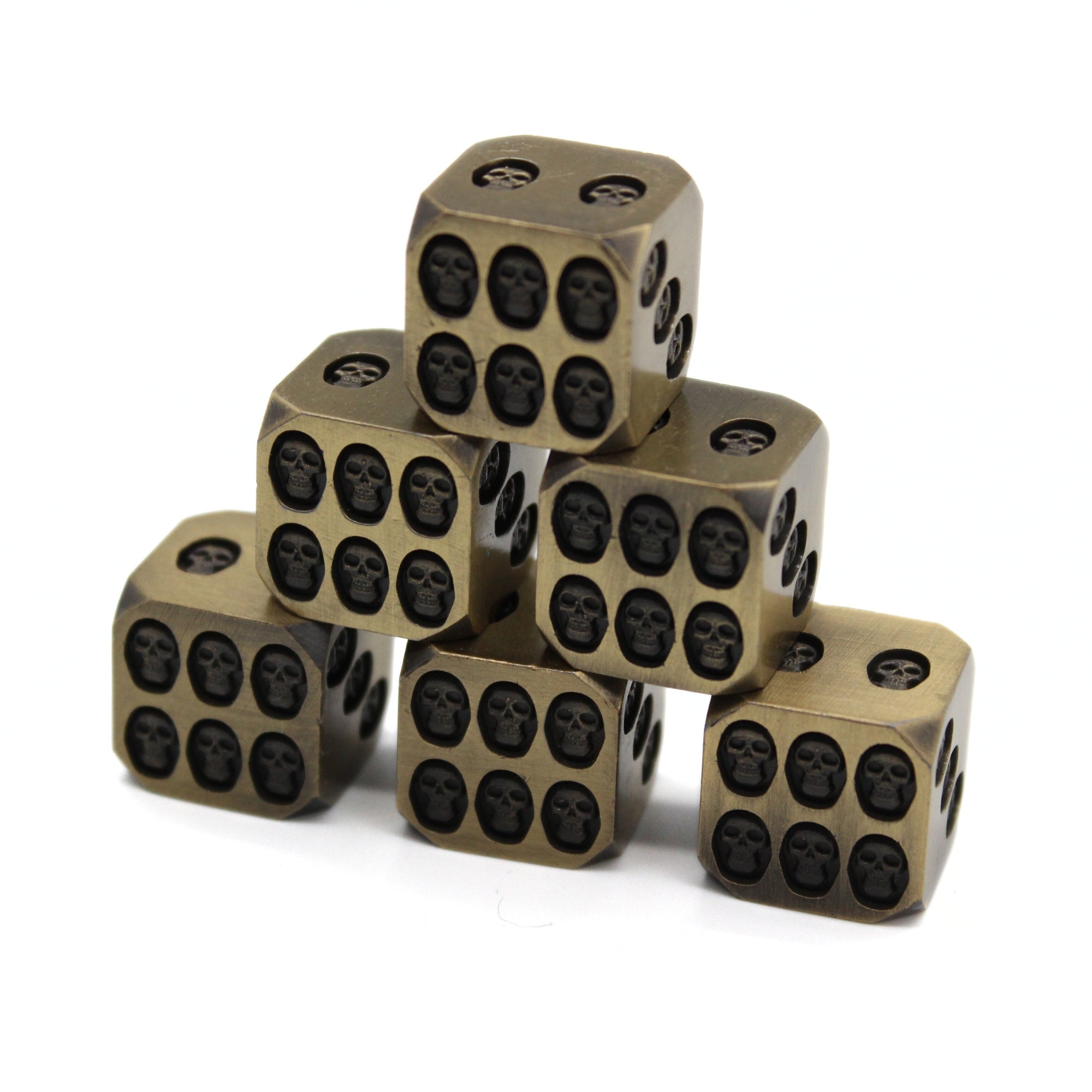 Bronze Skulls Metal Dice (6D6 Set)