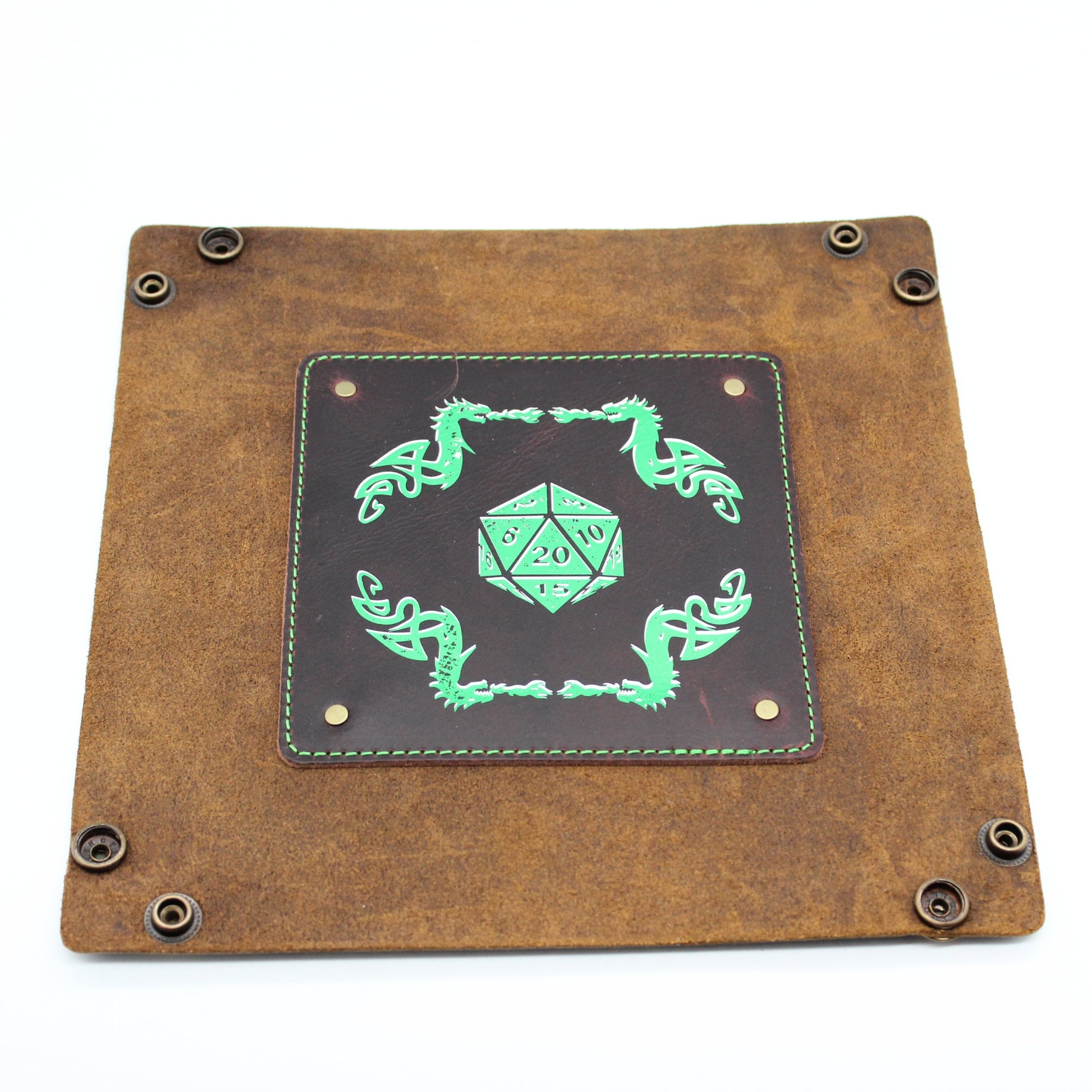 Brown D20 Dice Rolling Tray