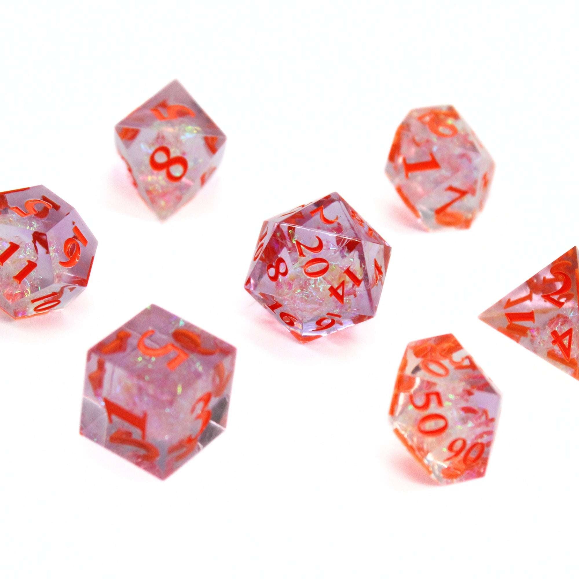 Celestial Glow 7pcs Inclusion Dice Set | Sharp Edge Dice