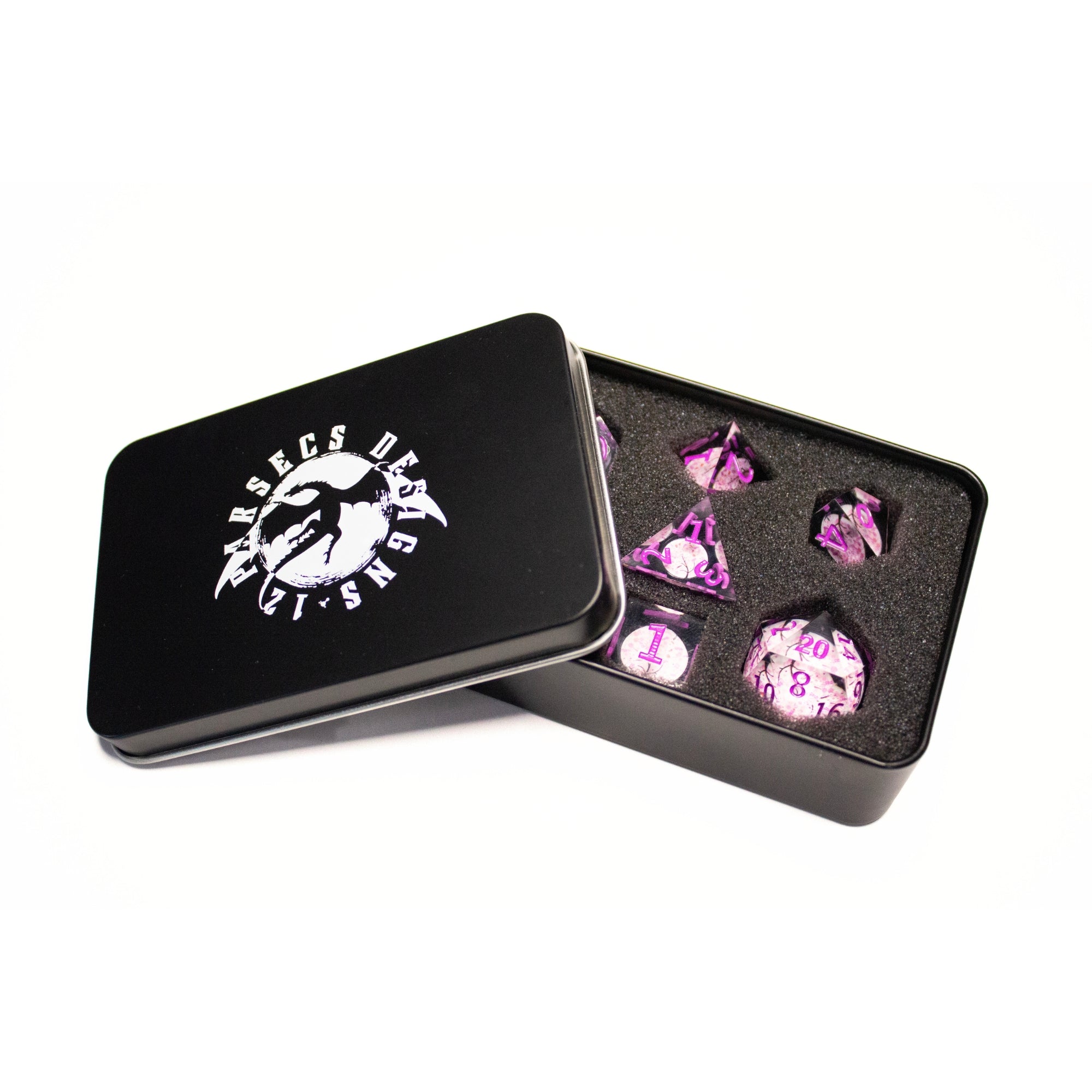 Cherry Blossom 7pc Resin Dice Set | Little Worlds Collection