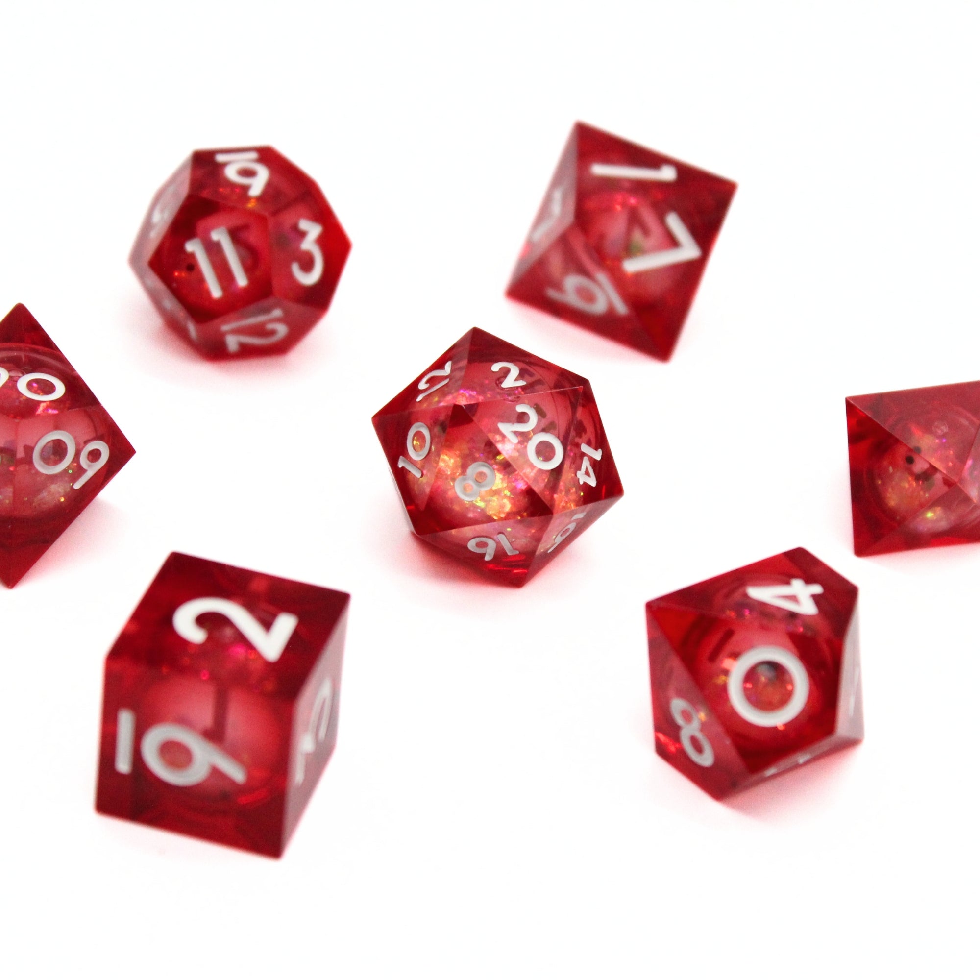 Crimson Blaze Liquid Core 7pcs Dice Set | Sharp Edge Dice