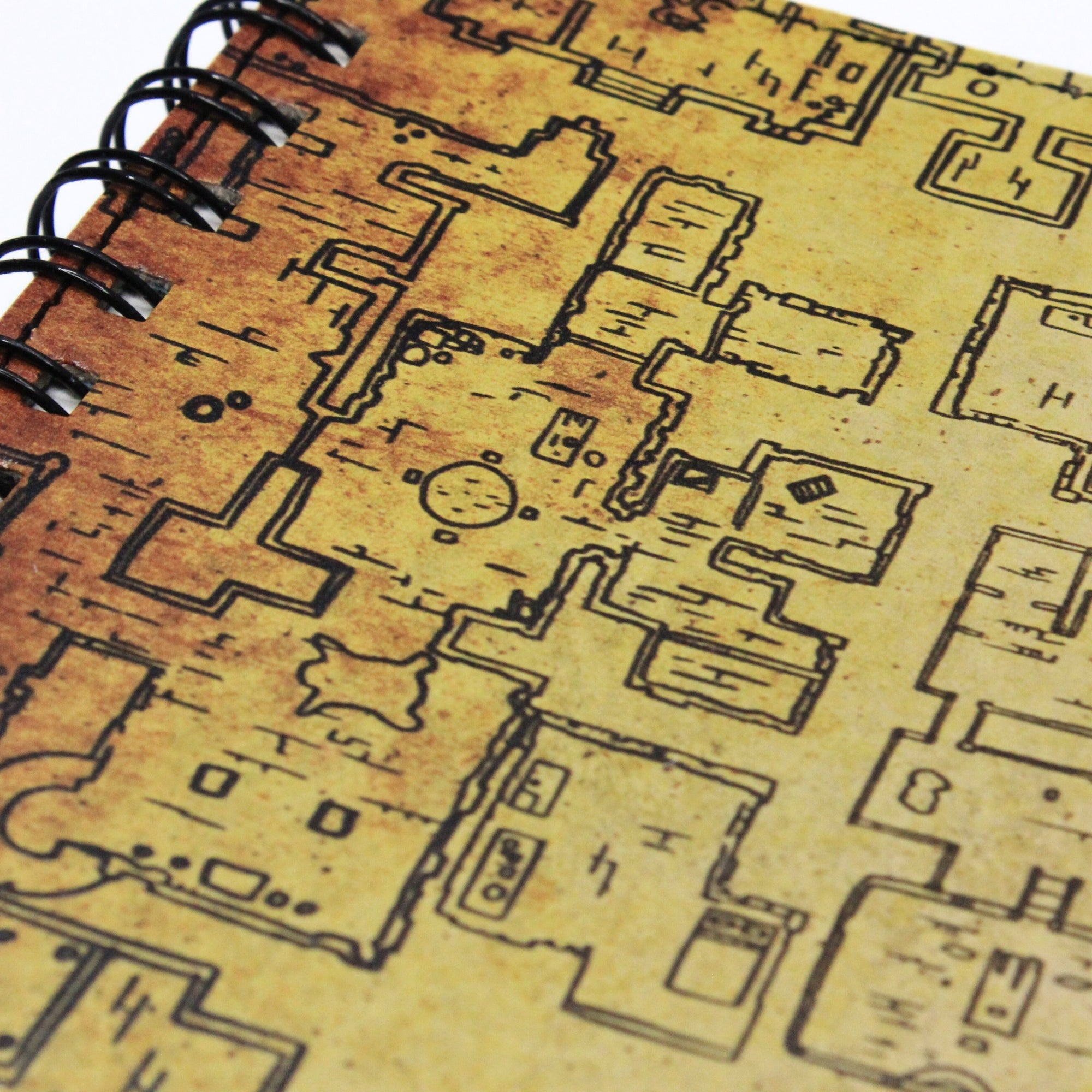 Dungeon Map Leather Spiral Notebook