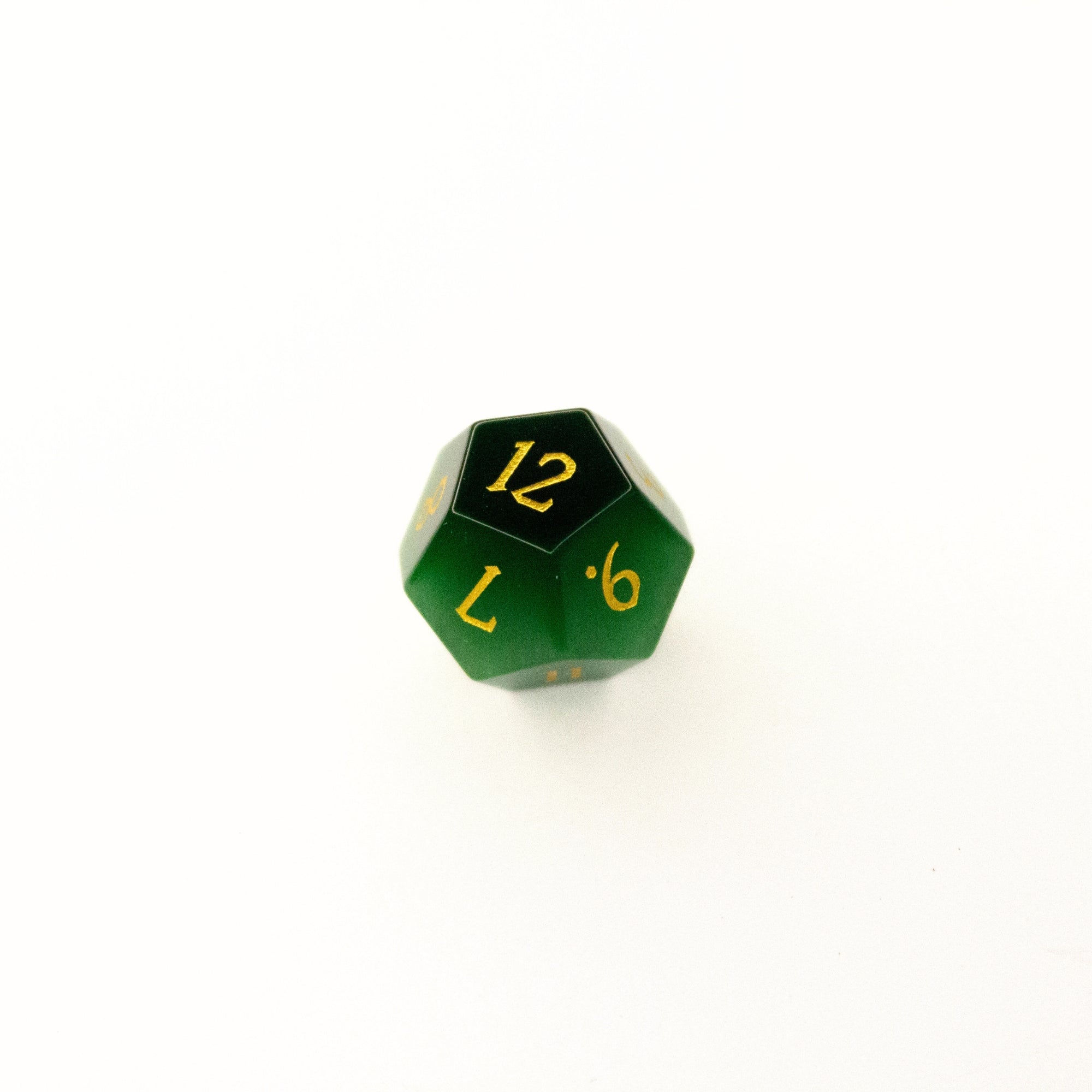 Emerald Green Cat&#39;s Eye | Synthetic Gemstone Dice (7pc Set)