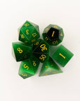 Emerald Green Cat's Eye | Synthetic Gemstone Dice (7pc Set)