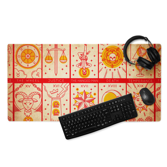 Tan and Red Tarot Card Gaming Mouse Pad/Battlemat