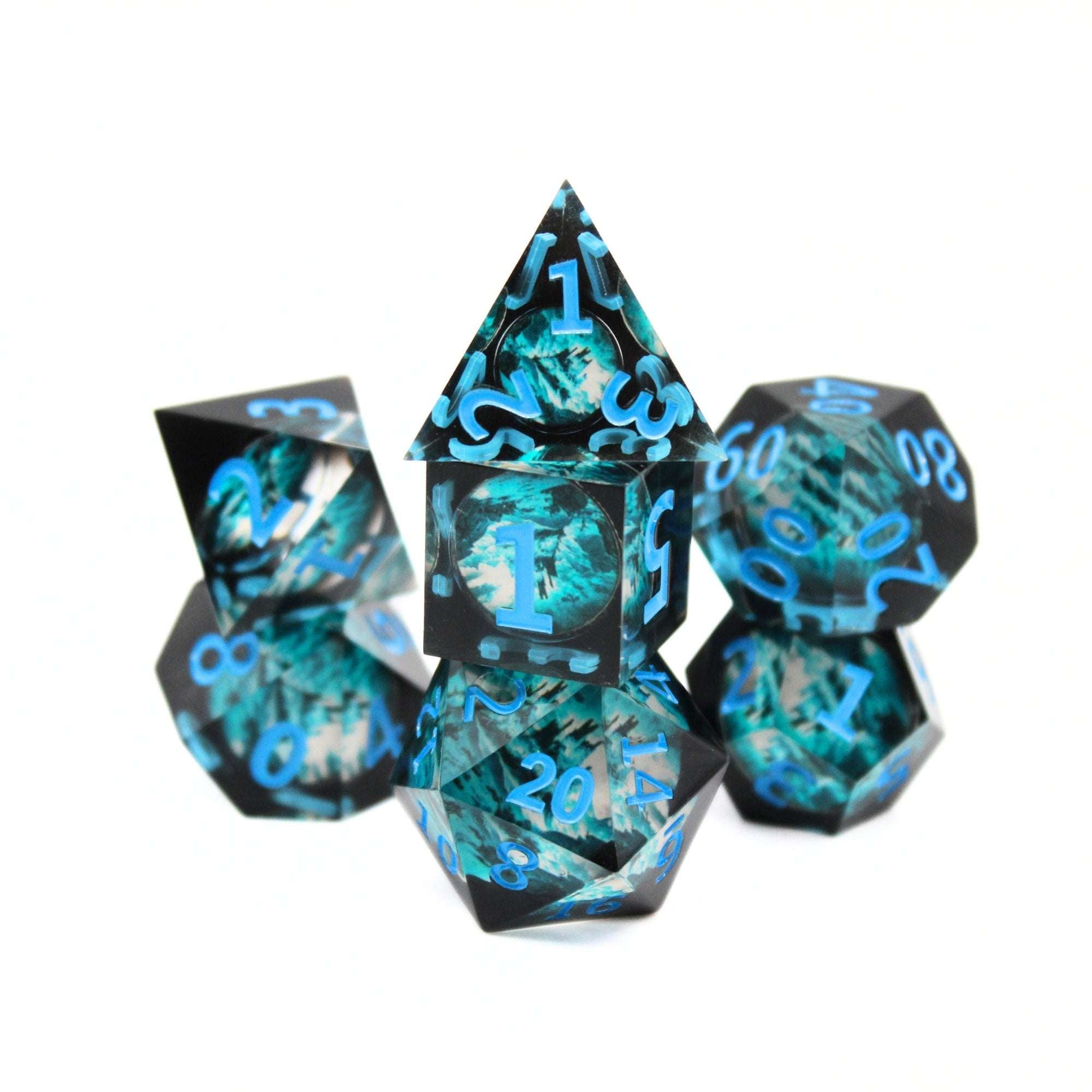 Glacial Fortress 7pc Resin Dice Set | Little Worlds Collection