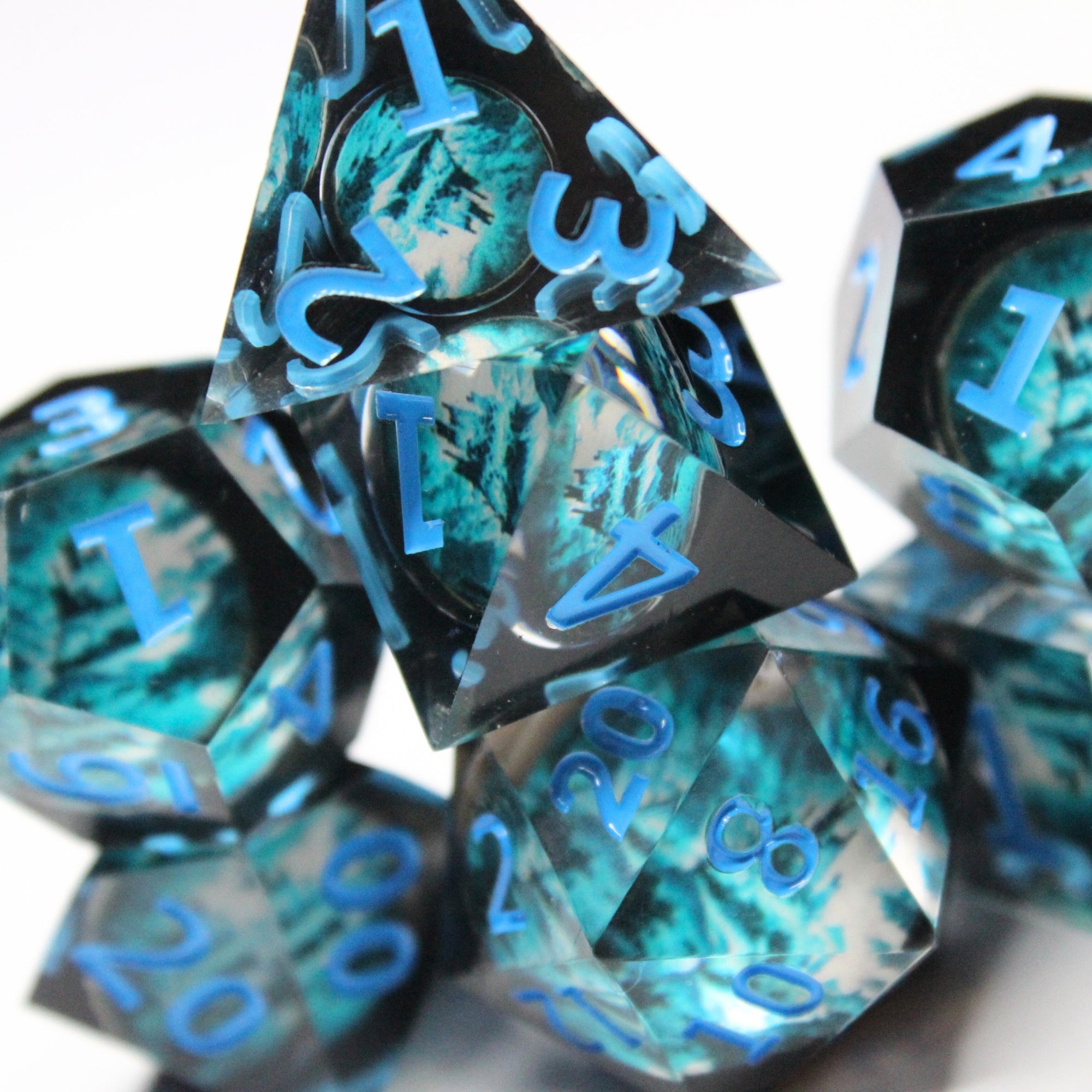 Glacial Fortress 7pc Resin Dice Set | Little Worlds Collection