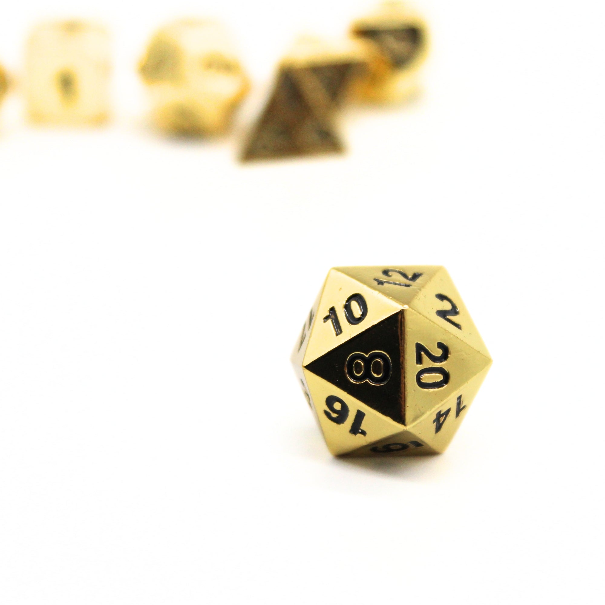 Gold Plated Metal Dice (7pcs Set)