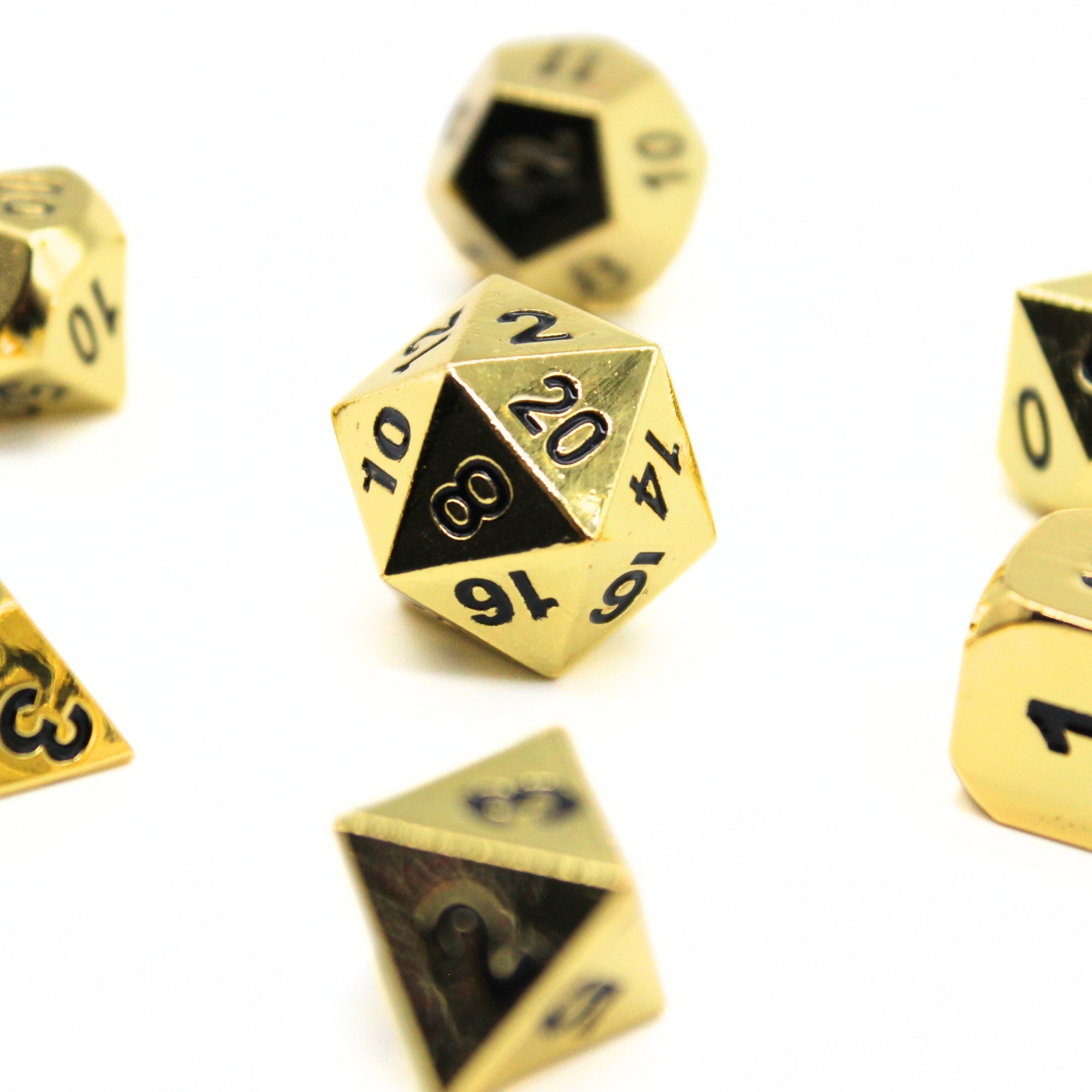 Gold Plated Metal Dice (7pcs Set)