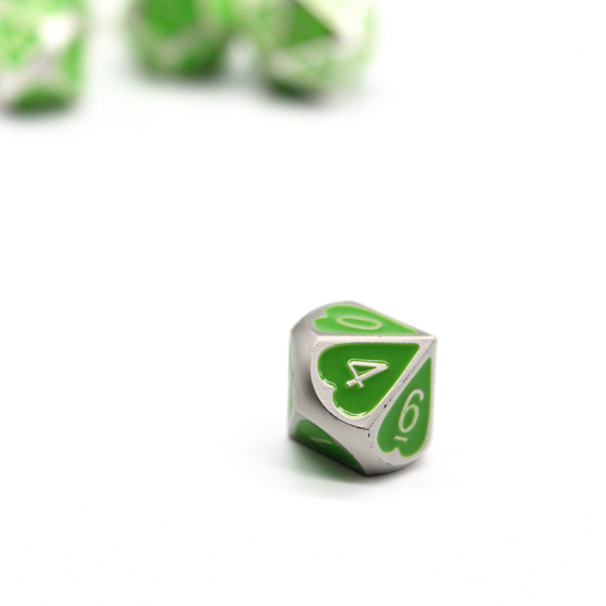 Green Heart Metal Dice (7pcs Set)