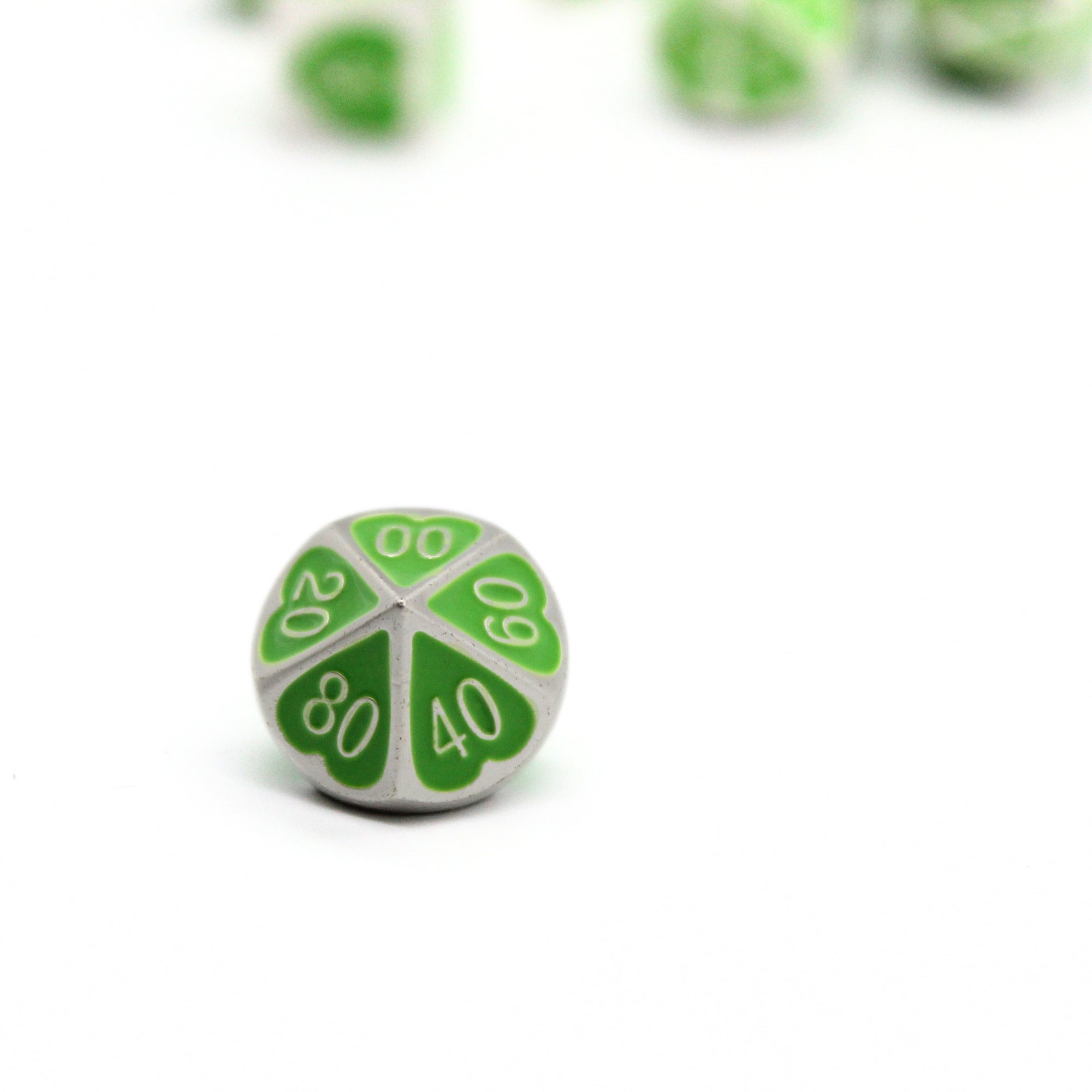 Green Heart Metal Dice (7pcs Set)