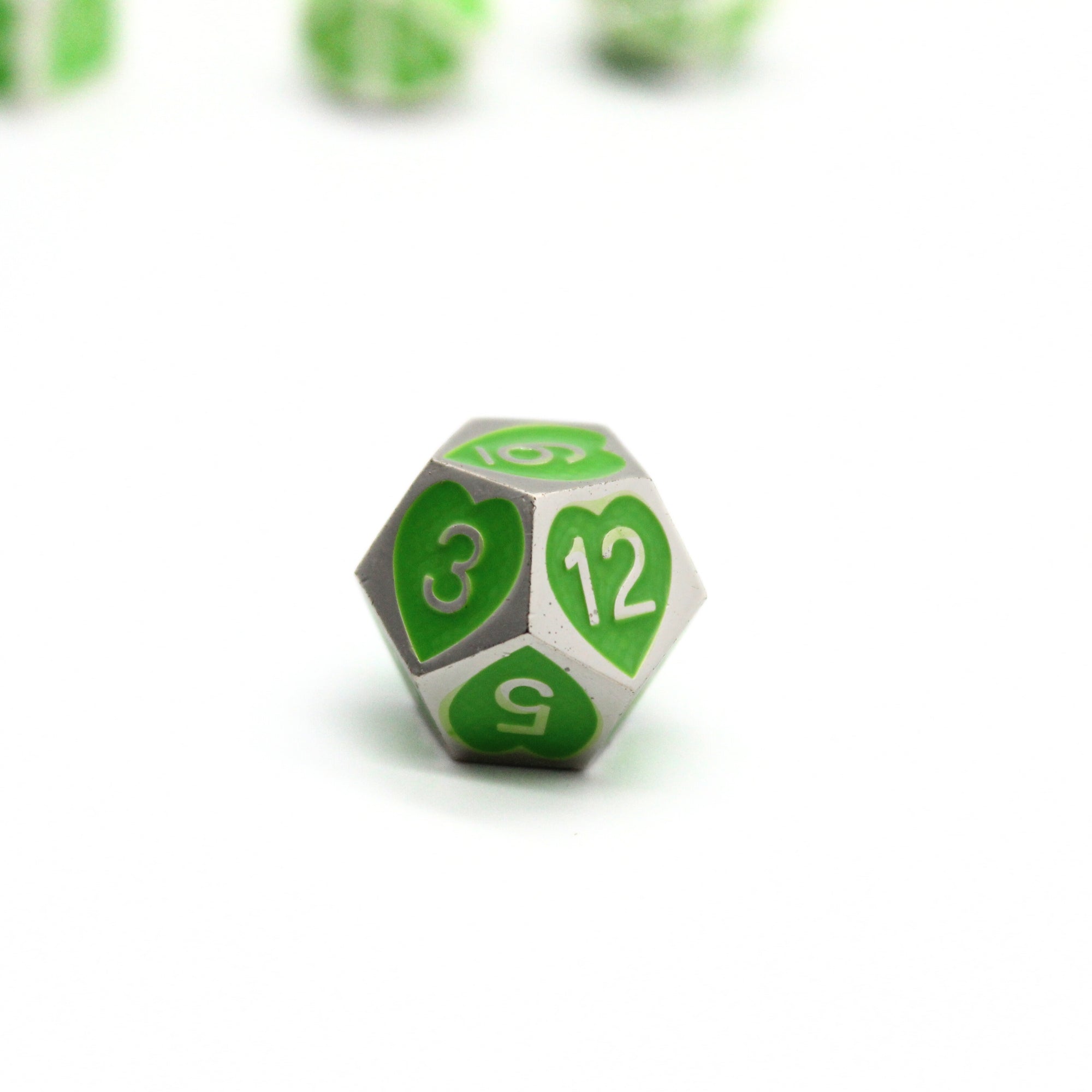 Green Heart Metal Dice (7pcs Set)