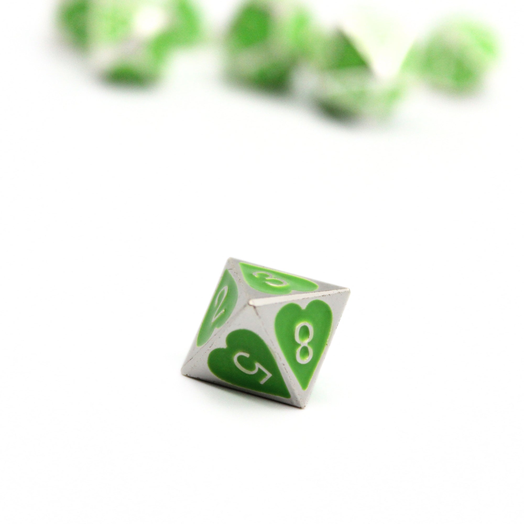 Green Heart Metal Dice (7pcs Set)