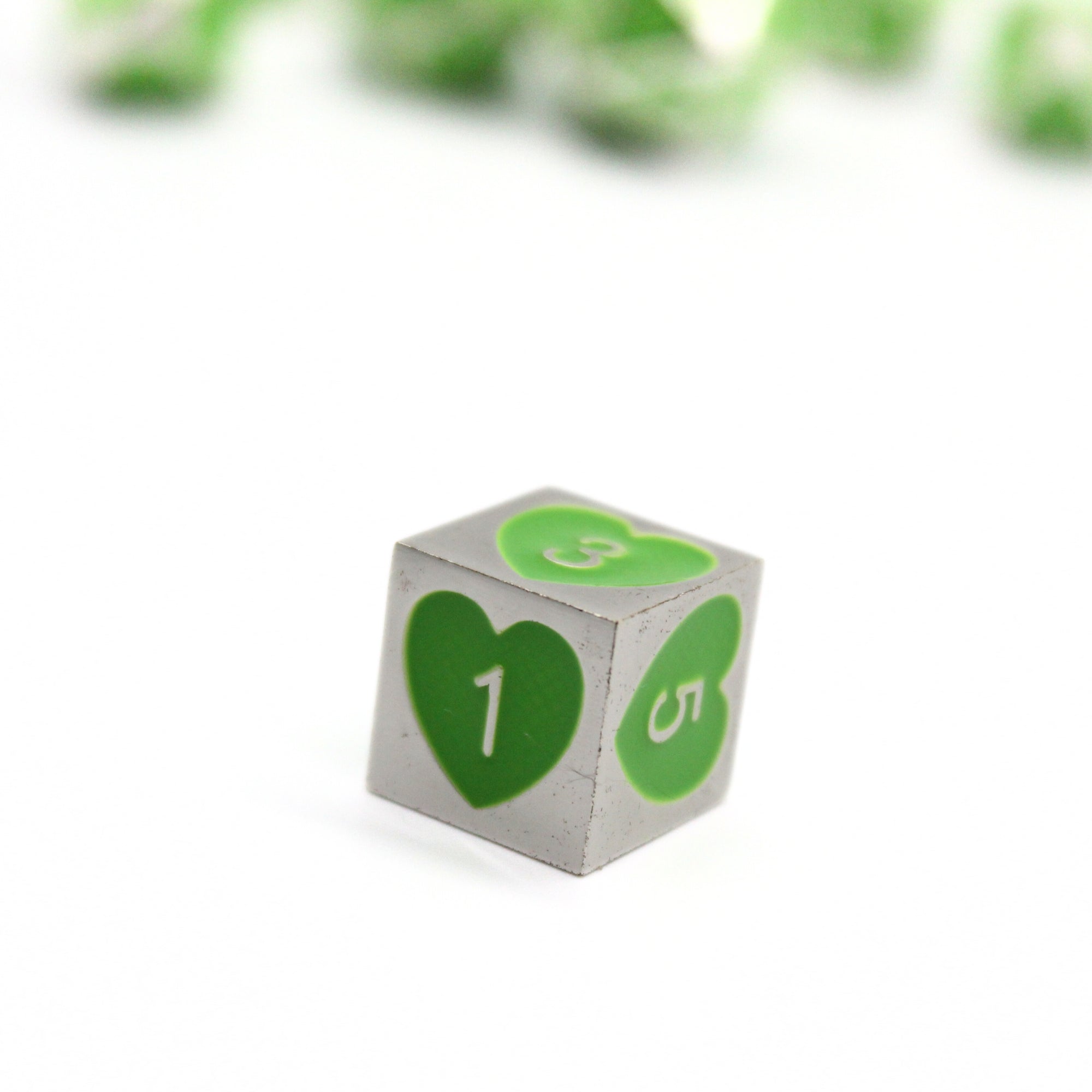 Green Heart Metal Dice (7pcs Set)