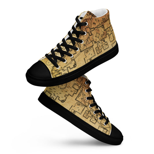 Dungeon Map Men’s High Top Canvas Shoes