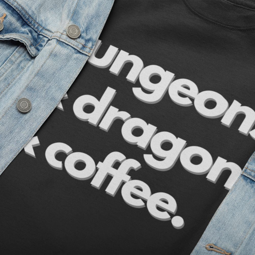 Dungeons and Dragons and Coffee T-Shirt (Unisex)