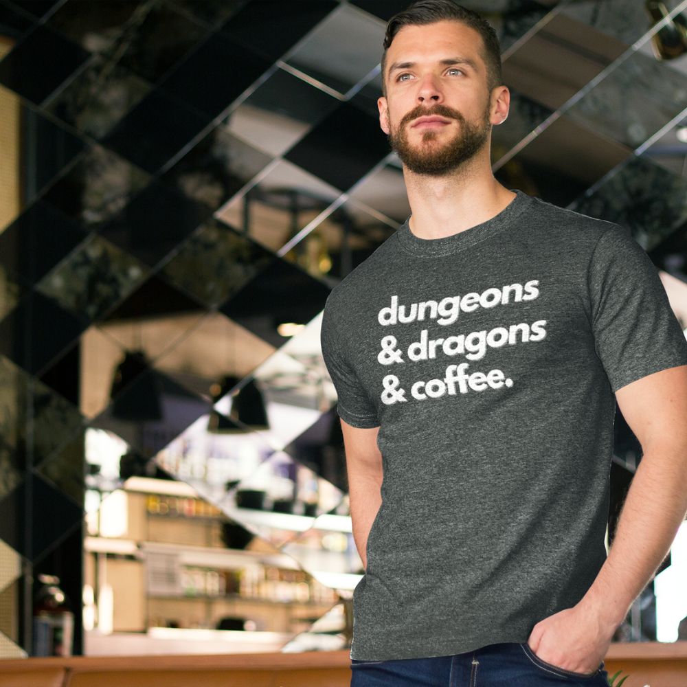 Dungeons and Dragons and Coffee T-Shirt (Unisex)