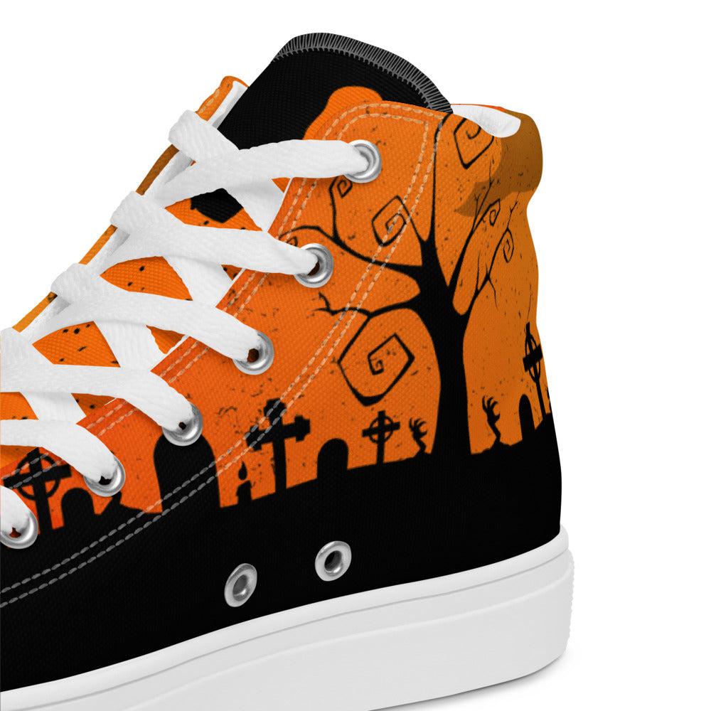 Halloween Cemetery High Top Canvas Shoes (Women’s)