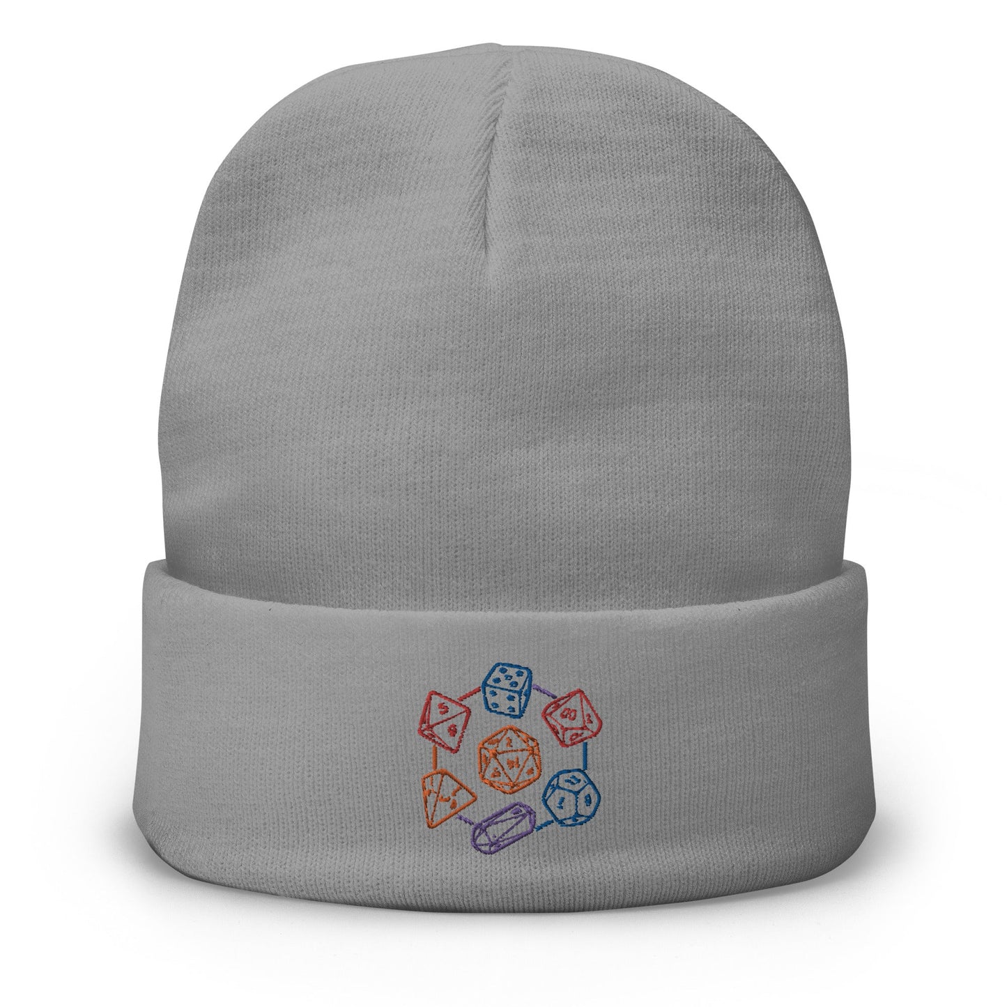Polyhedral DnD Dice Embroidered Beanie
